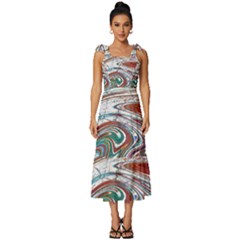 Abstract Background Ornamental Tie-strap Tiered Midi Chiffon Dress by Vaneshop