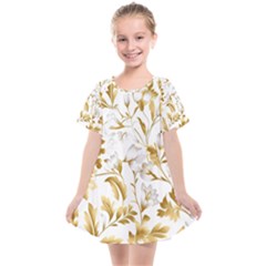 Flowers Gold Floral Kids  Smock Dress by Vaneshop