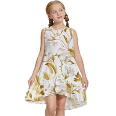 Flowers Gold Floral Kids  Frill Swing Dress by Vaneshop