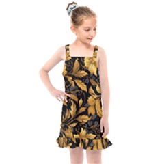 Flower Gold Floral Kids  Overall Dress by Vaneshop