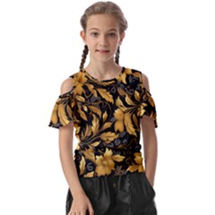 Flower Gold Floral Kids  Butterfly Cutout Tee by Vaneshop