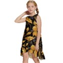 Flower Gold Floral Kids  Frill Swing Dress View2