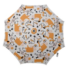 Seamless Pattern Of Cute Dog Puppy Cartoon Funny And Happy Hook Handle Umbrellas (small) by Wav3s