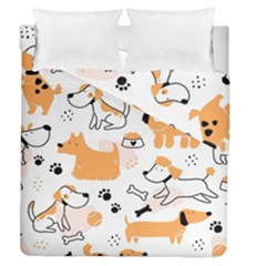 Seamless Pattern Of Cute Dog Puppy Cartoon Funny And Happy Duvet Cover Double Side (queen Size) by Wav3s