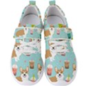 Welsh Corgi Boba Tea Bubble Cute Kawaii Dog Breed Men s Velcro Strap Shoes View1