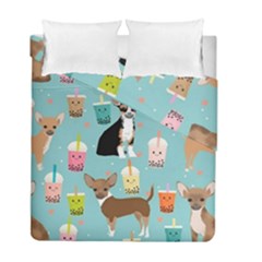 Chihuahua Bubble Kawaii Boba Tea Cute Dog Duvet Cover Double Side (full/ Double Size) by Wav3s