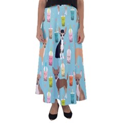 Chihuahua Bubble Kawaii Boba Tea Cute Dog Flared Maxi Skirt by Wav3s