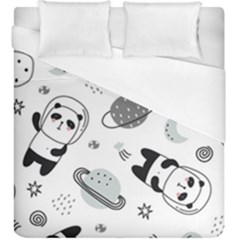 Panda Floating In Space And Star Duvet Cover (king Size) by Wav3s