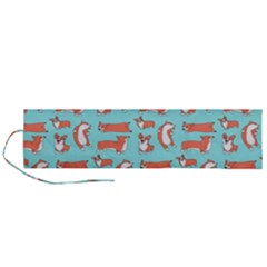 Corgis On Teal Roll Up Canvas Pencil Holder (l) by Wav3s