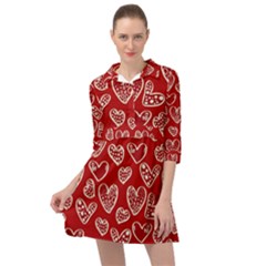 Vector Seamless Pattern Of Hearts With Valentine s Day Mini Skater Shirt Dress by Wav3s