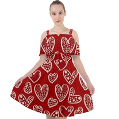 Vector Seamless Pattern Of Hearts With Valentine s Day Cut Out Shoulders Chiffon Dress by Wav3s