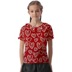 Vector Seamless Pattern Of Hearts With Valentine s Day Kids  Frill Chiffon Blouse by Wav3s