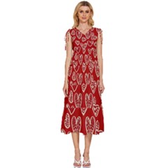 Vector Seamless Pattern Of Hearts With Valentine s Day V-neck Drawstring Shoulder Sleeveless Maxi Dress by Wav3s