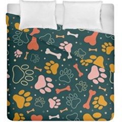 Dog Paw Colorful Fabrics Digitally Duvet Cover Double Side (king Size) by Wav3s