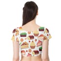 Seamless Pattern Hand Drawing Cartoon Dessert And Cake Short Sleeve Crop Top View2