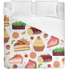 Seamless Pattern Hand Drawing Cartoon Dessert And Cake Duvet Cover (king Size) by Wav3s