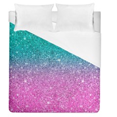 Pink And Turquoise Glitter Duvet Cover (queen Size) by Wav3s