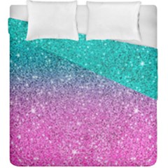 Pink And Turquoise Glitter Duvet Cover Double Side (king Size) by Wav3s