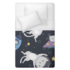 Space Cat Illustration Pattern Astronaut Duvet Cover (single Size) by Wav3s