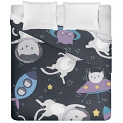 Space Cat Illustration Pattern Astronaut Duvet Cover Double Side (california King Size) by Wav3s