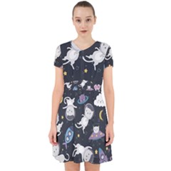 Space Cat Illustration Pattern Astronaut Adorable In Chiffon Dress by Wav3s