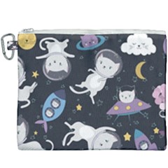 Space Cat Illustration Pattern Astronaut Canvas Cosmetic Bag (xxxl) by Wav3s