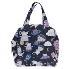 Space Cat Illustration Pattern Astronaut Boxy Hand Bag by Wav3s