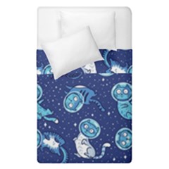 Cat Spacesuit Space Suit Astronaut Pattern Duvet Cover Double Side (single Size) by Wav3s