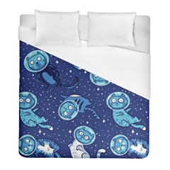 Cat Spacesuit Space Suit Astronaut Pattern Duvet Cover (full/ Double Size) by Wav3s