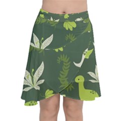 Cute Dinosaur Pattern Chiffon Wrap Front Skirt by Wav3s