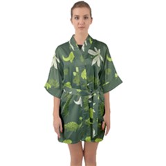 Cute Dinosaur Pattern Half Sleeve Satin Kimono  by Wav3s