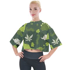 Cute Dinosaur Pattern Mock Neck Tee by Wav3s