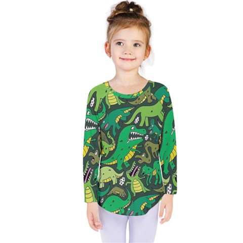 Dino Kawaii Kids  Long Sleeve Tee by Wav3s