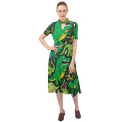 Dino Kawaii Keyhole Neckline Chiffon Dress by Wav3s