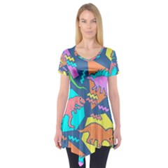 Dinosaur Pattern Short Sleeve Tunic  by Wav3s