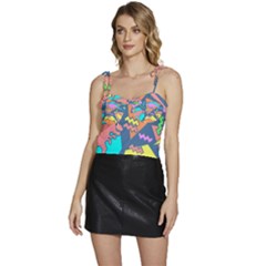 Dinosaur Pattern Flowy Camisole Tie Up Top by Wav3s