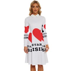 I Love Vegetarian Cuisine  Long Sleeve Shirt Collar A-line Dress by ilovewhateva