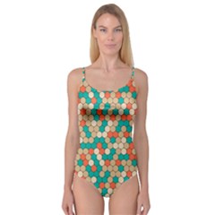 Multicolored Honeycomb Colorful Abstract Geometry Camisole Leotard  by Vaneshop