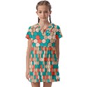 Multicolored Honeycomb Colorful Abstract Geometry Kids  Asymmetric Collar Dress View1