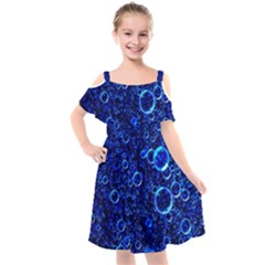 Blue Bubbles Abstract Kids  Cut Out Shoulders Chiffon Dress by Vaneshop