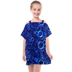 Blue Bubbles Abstract Kids  One Piece Chiffon Dress by Vaneshop