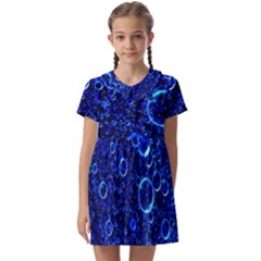 Blue Bubbles Abstract Kids  Asymmetric Collar Dress by Vaneshop