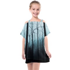 Tree Night Dark Forest Kids  One Piece Chiffon Dress by Vaneshop