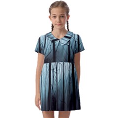 Tree Night Dark Forest Kids  Asymmetric Collar Dress by Vaneshop