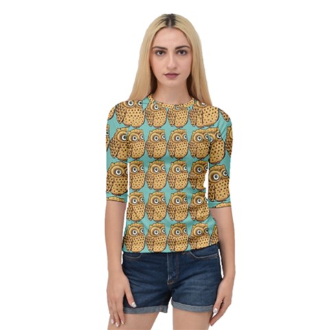 Owl Bird Pattern Quarter Sleeve Raglan Tee by Vaneshop