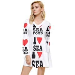 I Love Sea Food Tiered Long Sleeve Mini Dress by ilovewhateva