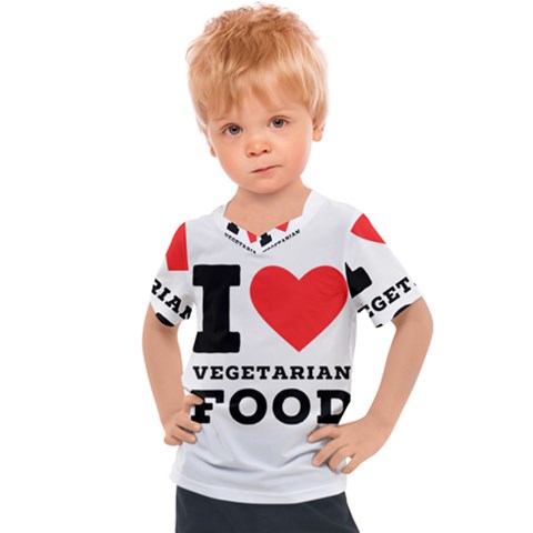 I Love Vegetarian Food Kids  Sports Tee by ilovewhateva