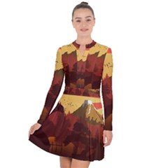 Japan Art Illustration Long Sleeve Panel Dress by Grandong