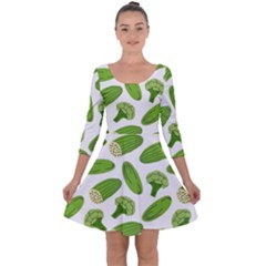 Vegetable Pattern With Composition Broccoli Quarter Sleeve Skater Dress by Grandong