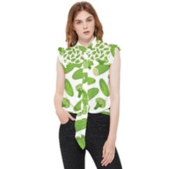 Vegetable Pattern With Composition Broccoli Frill Detail Shirt by Grandong